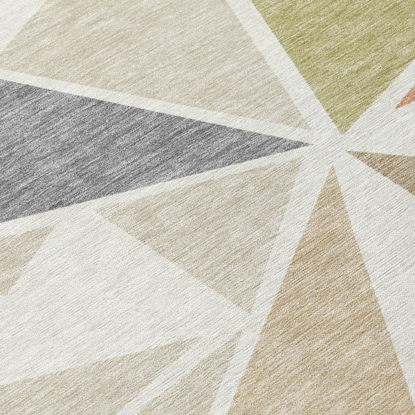 Homeroots 3' Stylish Geometric Artichoke Green And Aqua Washable Area Rug For Indoor And Outdoor Spaces 3' X 5' Polyester 600372