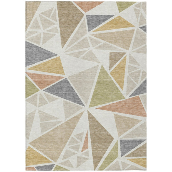 HomeRoots 5' Modern Geometric Washable Area Rug - Durable, Stain-Resistant for Indoor & Outdoor Spaces 5' X 8' 600373