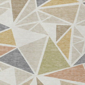 Homeroots 3' Stylish Geometric Artichoke Green And Aqua Washable Area Rug For Indoor And Outdoor Spaces 5' X 8' Polyester 600373