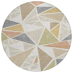 HomeRoots 5' Modern Geometric Washable Area Rug - Durable, Stain-Resistant for Indoor & Outdoor Spaces 8' Round 600374