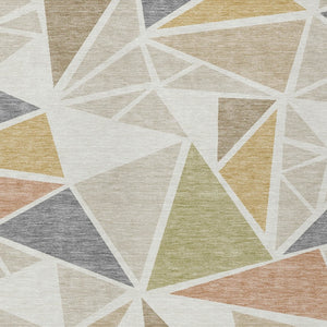 Homeroots 3' Stylish Geometric Artichoke Green And Aqua Washable Area Rug For Indoor And Outdoor Spaces 9' X 12' Polyester 600376