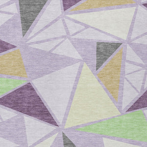 Homeroots 3' Stylish Geometric Artichoke Green And Aqua Washable Area Rug For Indoor And Outdoor Spaces 3' X 5' Polyester 600378