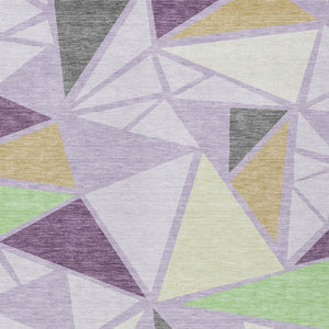 Homeroots 3' Stylish Geometric Artichoke Green And Aqua Washable Area Rug For Indoor And Outdoor Spaces 5' X 8' Polyester 600379