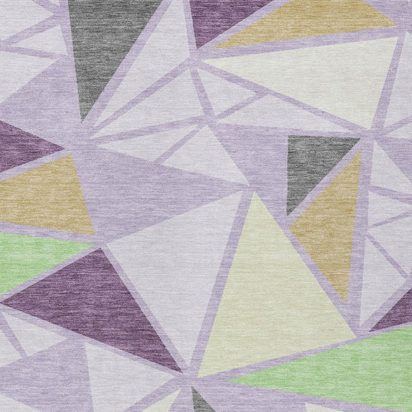 Homeroots 3' Stylish Geometric Artichoke Green And Aqua Washable Area Rug For Indoor And Outdoor Spaces 5' X 8' Polyester 600379