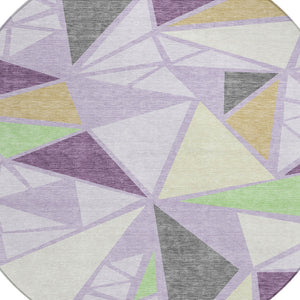 Homeroots 3' Stylish Geometric Artichoke Green And Aqua Washable Area Rug For Indoor And Outdoor Spaces 8' Round Polyester 600380