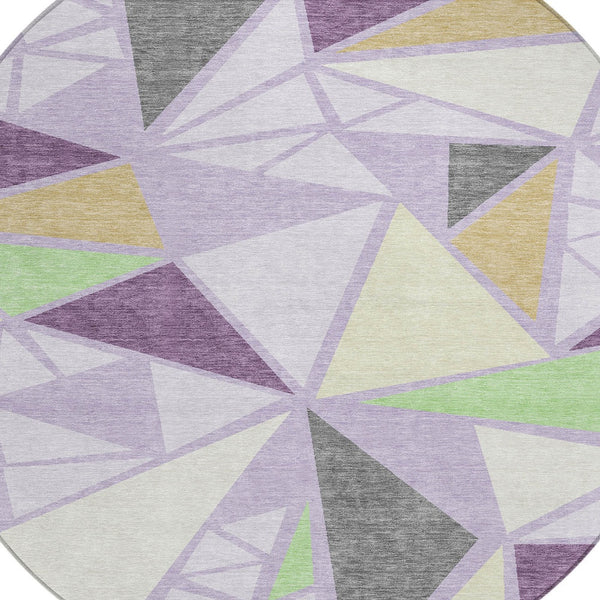 Homeroots 3' Stylish Geometric Artichoke Green And Aqua Washable Area Rug For Indoor And Outdoor Spaces 8' Round Polyester 600380