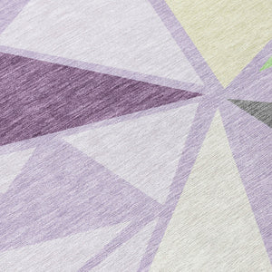 Homeroots 3' Stylish Geometric Artichoke Green And Aqua Washable Area Rug For Indoor And Outdoor Spaces 8' Round Polyester 600380