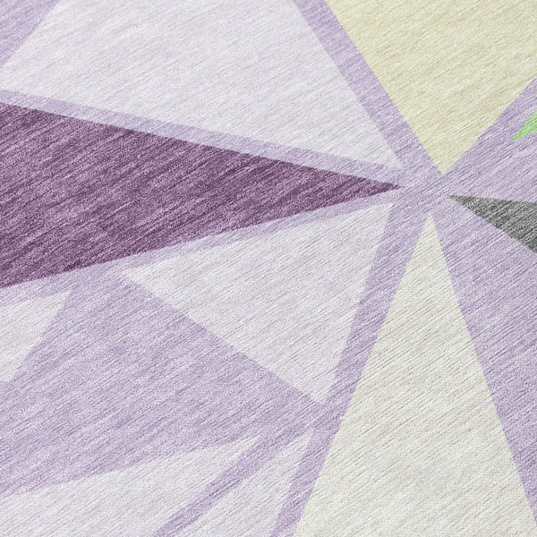 Homeroots 3' Stylish Geometric Artichoke Green And Aqua Washable Area Rug For Indoor And Outdoor Spaces 8' Round Polyester 600380