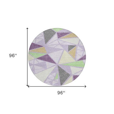 Homeroots 3' Stylish Geometric Artichoke Green And Aqua Washable Area Rug For Indoor And Outdoor Spaces 8' Round Polyester 600380