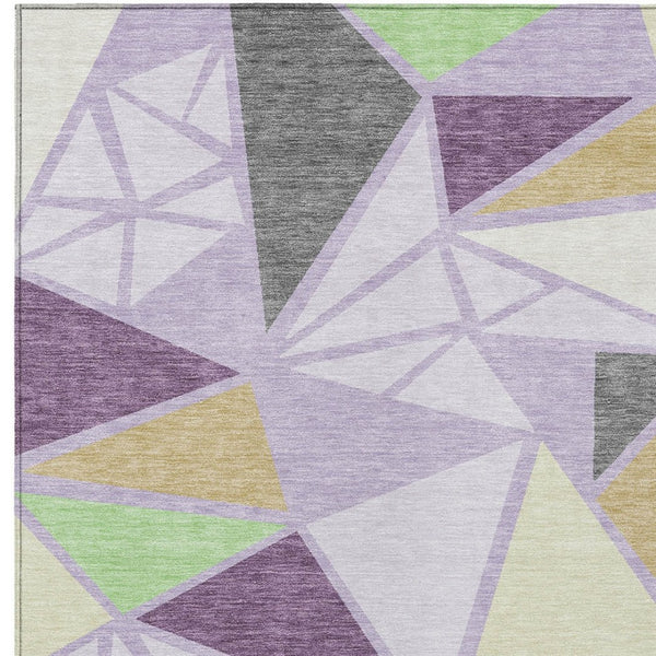 Homeroots 3' Stylish Geometric Artichoke Green And Aqua Washable Area Rug For Indoor And Outdoor Spaces 8' X 10' Polyester 600381