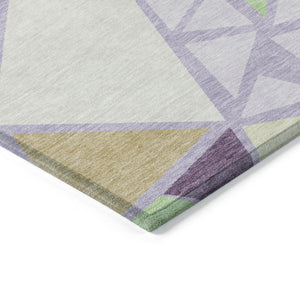 Homeroots 3' Stylish Geometric Artichoke Green And Aqua Washable Area Rug For Indoor And Outdoor Spaces 10' X 14' Polyester 600383