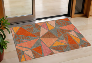 Homeroots 3' Stylish Geometric Artichoke Green And Aqua Washable Area Rug For Indoor And Outdoor Spaces 3' X 5' Polyester 600390