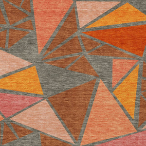 Homeroots 3' Stylish Geometric Artichoke Green And Aqua Washable Area Rug For Indoor And Outdoor Spaces 3' X 5' Polyester 600390