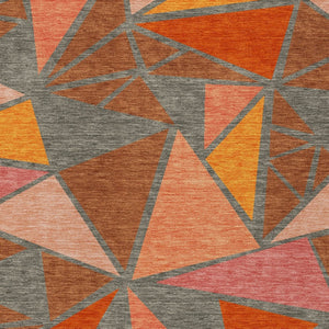 Homeroots 3' Stylish Geometric Artichoke Green And Aqua Washable Area Rug For Indoor And Outdoor Spaces 5' X 8' Polyester 600391