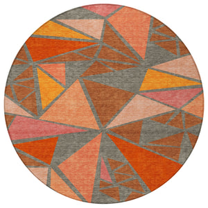 Homeroots 3' Stylish Geometric Artichoke Green And Aqua Washable Area Rug For Indoor And Outdoor Spaces 8' Round Polyester 600392