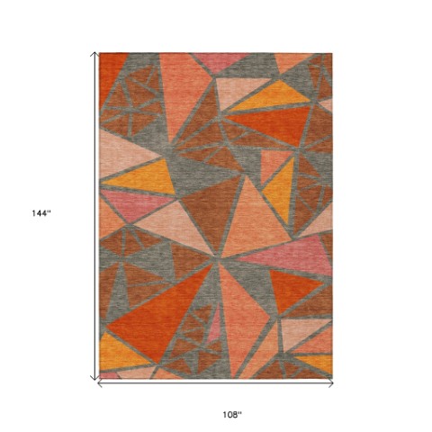 Homeroots 3' Stylish Geometric Artichoke Green And Aqua Washable Area Rug For Indoor And Outdoor Spaces 9' X 12' Polyester 600394