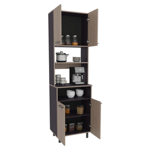 English Elm Otomo Dual-Tone Pantry Cabinet with 5 Shelves & 4 Doors, Coffee Station Shelf, Tall MDF Storage B200P335367