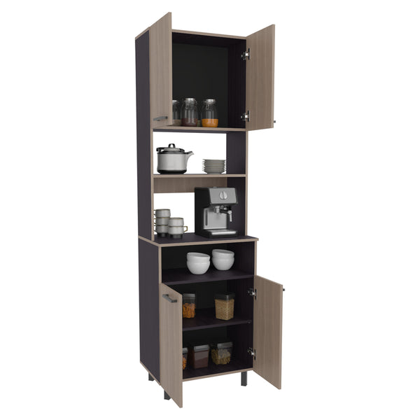 English Elm Otomo Dual-Tone Pantry Cabinet with 5 Shelves & 4 Doors, Coffee Station Shelf, Tall MDF Storage B200P335367