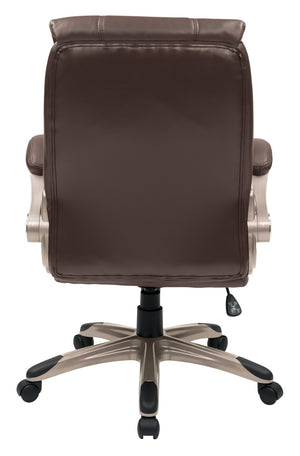 OSP Home Furnishings Faux Leather Mid Back Manager Chair with Lumbar Support and Pneumatic Height Adjust FLH24981-U1