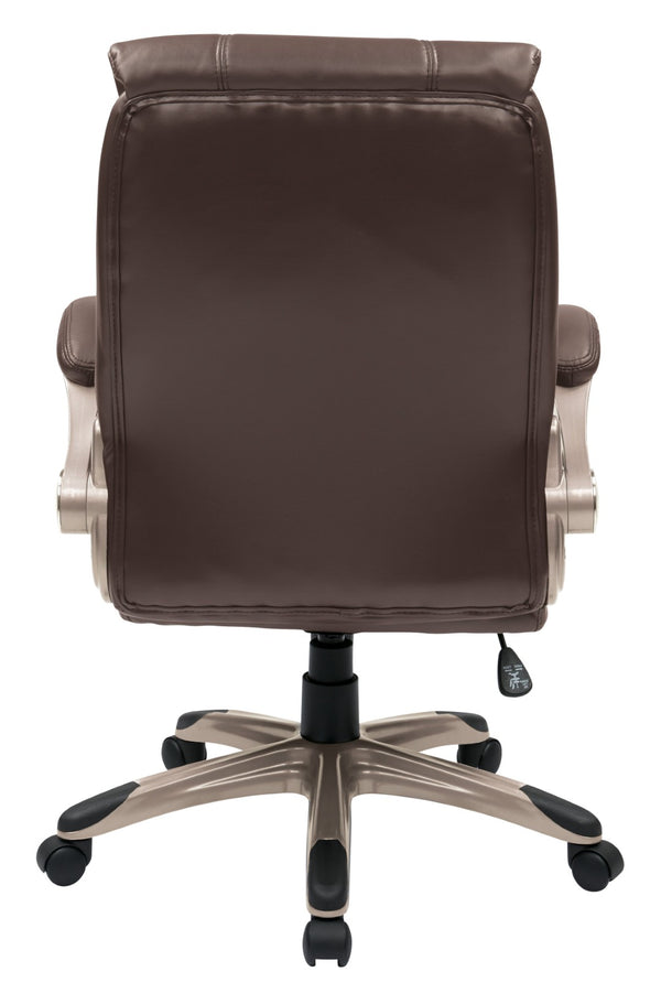 OSP Home Furnishings Faux Leather Mid Back Manager Chair with Lumbar Support and Pneumatic Height Adjust FLH24981-U1