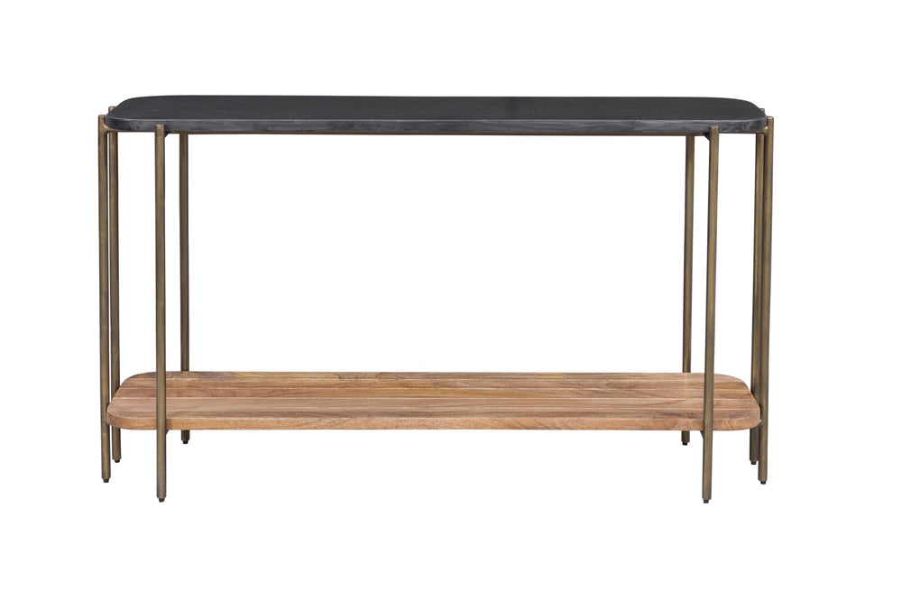 Basset Mirror Adrienne Console Table - Modern Design With Sandblasted Black Marble Top & Antique Brass Frame Elegance Brown Mango Wood,Marble,Iron 6004-400b-t