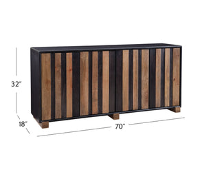 Basset Mirror Adrienne Modern Server – Stylish Mango Wood With Distressed Finish, Adjustable Shelves & Cord Management Brown Wood 6004-dr-576