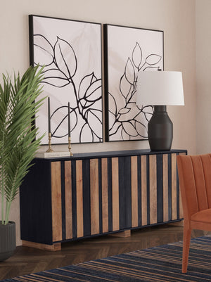 Basset Mirror Adrienne Modern Server – Stylish Mango Wood With Distressed Finish, Adjustable Shelves & Cord Management Brown Wood 6004-dr-576