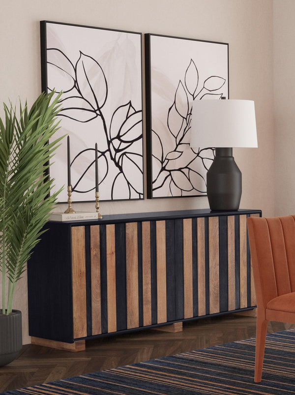 Basset Mirror Adrienne Modern Server – Stylish Mango Wood With Distressed Finish, Adjustable Shelves & Cord Management Brown Wood 6004-dr-576
