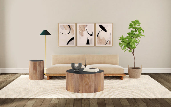 Basset Mirror Adrienne End Table With Scalloped Design & Black Marble Top - Stylish, Functional, And Mobile! Brown Mango Wood,Marble 6004-lr-220