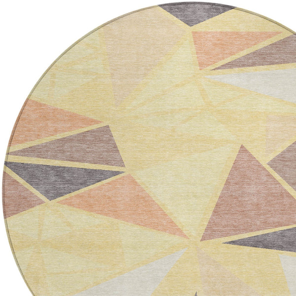 Homeroots 3' Stylish Geometric Artichoke Green And Aqua Washable Area Rug For Indoor And Outdoor Spaces 8' Round Polyester 600404