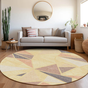 Homeroots 3' Stylish Geometric Artichoke Green And Aqua Washable Area Rug For Indoor And Outdoor Spaces 8' Round Polyester 600404