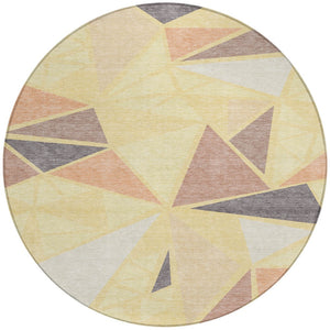 Homeroots 3' Stylish Geometric Artichoke Green And Aqua Washable Area Rug For Indoor And Outdoor Spaces 8' Round Polyester 600404