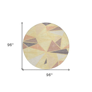 Homeroots 3' Stylish Geometric Artichoke Green And Aqua Washable Area Rug For Indoor And Outdoor Spaces 8' Round Polyester 600404