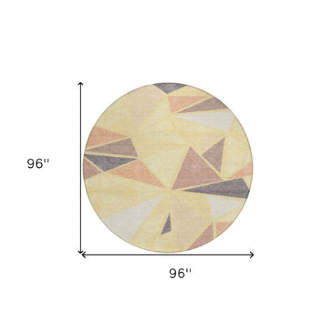 Homeroots 3' Stylish Geometric Artichoke Green And Aqua Washable Area Rug For Indoor And Outdoor Spaces 8' Round Polyester 600404