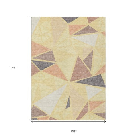 Homeroots 3' Stylish Geometric Artichoke Green And Aqua Washable Area Rug For Indoor And Outdoor Spaces 9' X 12' Polyester 600406