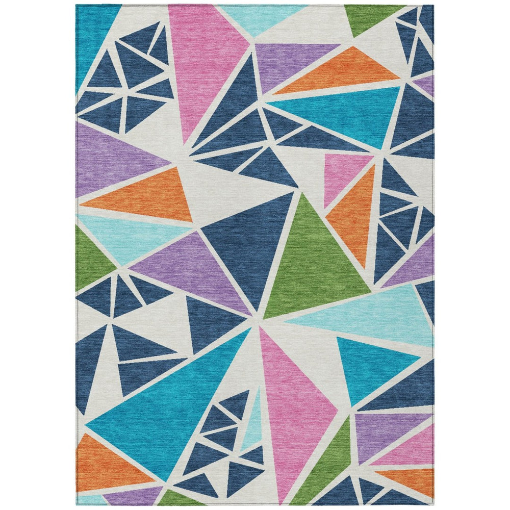 HomeRoots 5' Stylish Geometric Indoor Outdoor Area Rug - Vibrant Colors, Washable, Durable, and Stain-Resistant 5' X 8' 600409