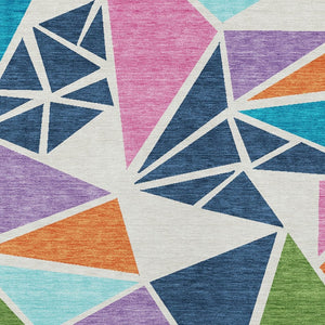 Homeroots 3' Stylish Geometric Artichoke Green And Aqua Washable Area Rug For Indoor And Outdoor Spaces 8' X 10' Polyester 600411