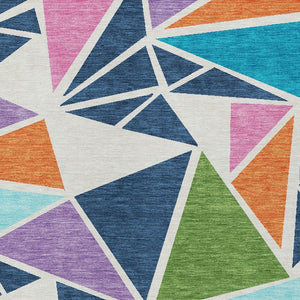 Homeroots 3' Stylish Geometric Artichoke Green And Aqua Washable Area Rug For Indoor And Outdoor Spaces 10' X 14' Polyester 600413