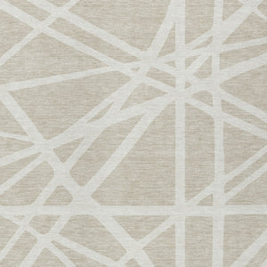 Homeroots 3' Stylish Beige And Ivory Geometric Washable Area Rug For Indoor And Outdoor Spaces - Durable Design 3' X 5' Polyester 600414