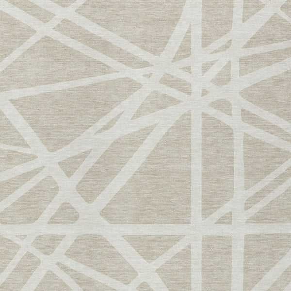 Homeroots 3' Stylish Beige And Ivory Geometric Washable Area Rug For Indoor And Outdoor Spaces - Durable Design 3' X 5' Polyester 600414