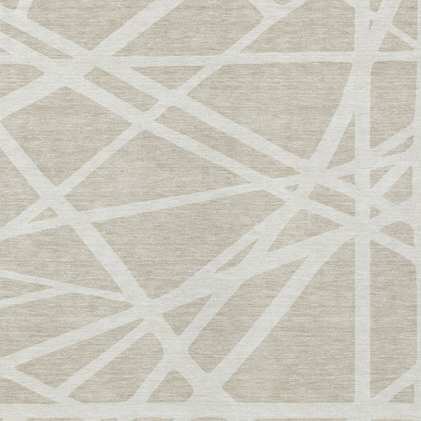 Homeroots 3' Stylish Beige And Ivory Geometric Washable Area Rug For Indoor And Outdoor Spaces - Durable Design 8' X 10' Polyester 600417