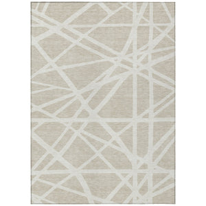 HomeRoots 9' X 12' Beige and Ivory Geometric Area Rug - Durable, Washable, Stylish for Indoor & Outdoor Spaces 600418
