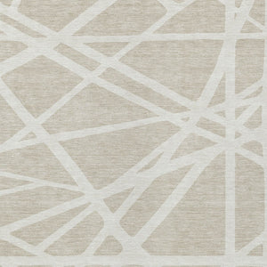 HomeRoots 5' Contemporary Beige and Ivory Geometric Area Rug - Durable, Washable for Indoor and Outdoor Spaces 10' X 14' 600419