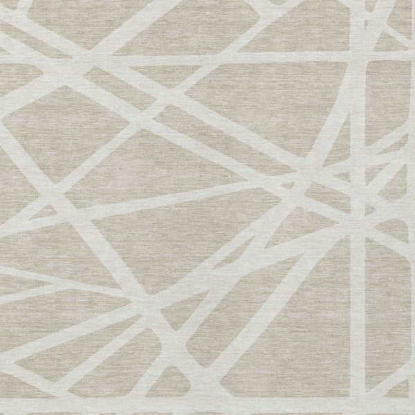 HomeRoots 5' Contemporary Beige and Ivory Geometric Area Rug - Durable, Washable for Indoor and Outdoor Spaces 10' X 14' 600419