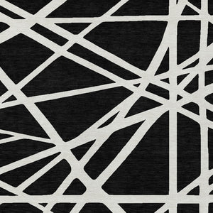 HomeRoots 5' Black and Ivory Geometric Area Rug - Stylish, Washable, Durable Design for Indoor and Outdoor Use 5' X 8' 600421