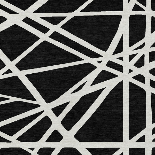 HomeRoots 5' Black and Ivory Geometric Area Rug - Stylish, Washable, Durable Design for Indoor and Outdoor Use 5' X 8' 600421