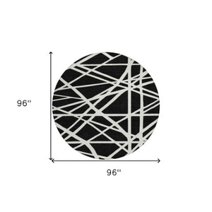 Homeroots 3' Stylish Beige And Ivory Geometric Washable Area Rug For Indoor And Outdoor Spaces - Durable Design 8' Round Polyester 600422