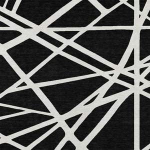 HomeRoots 5' Black and Ivory Geometric Area Rug - Stylish, Washable, Durable Design for Indoor and Outdoor Use 8' X 10' 600423