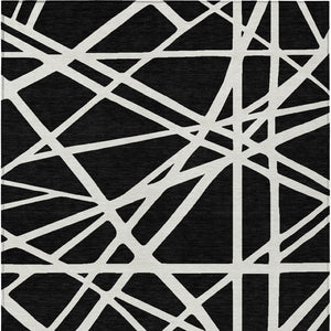 HomeRoots 5' Black and Ivory Geometric Area Rug - Stylish, Washable, Durable Design for Indoor and Outdoor Use 10' X 14' 600425