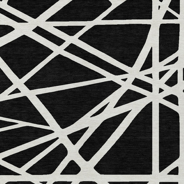 HomeRoots 5' Black and Ivory Geometric Area Rug - Stylish, Washable, Durable Design for Indoor and Outdoor Use 10' X 14' 600425